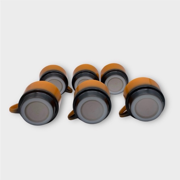 Vintage 60s Fire King Orange and Black Ombré Milk Glass Stackable Mugs set of 6 - Picture 6 of 15